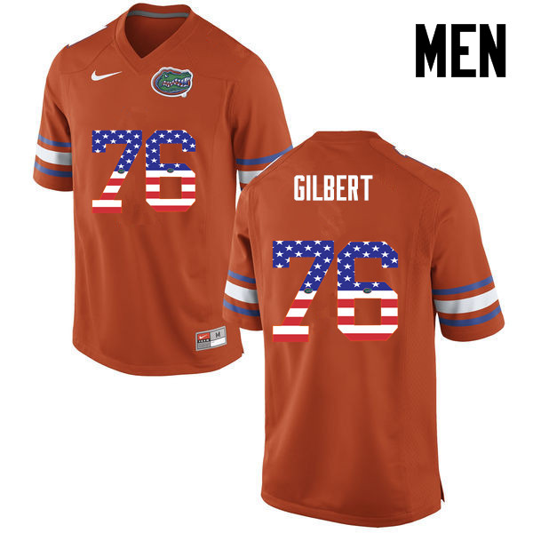 Men Florida Gators #76 Marcus Gilbert College Football USA Flag Fashion Jerseys-Orange - Click Image to Close